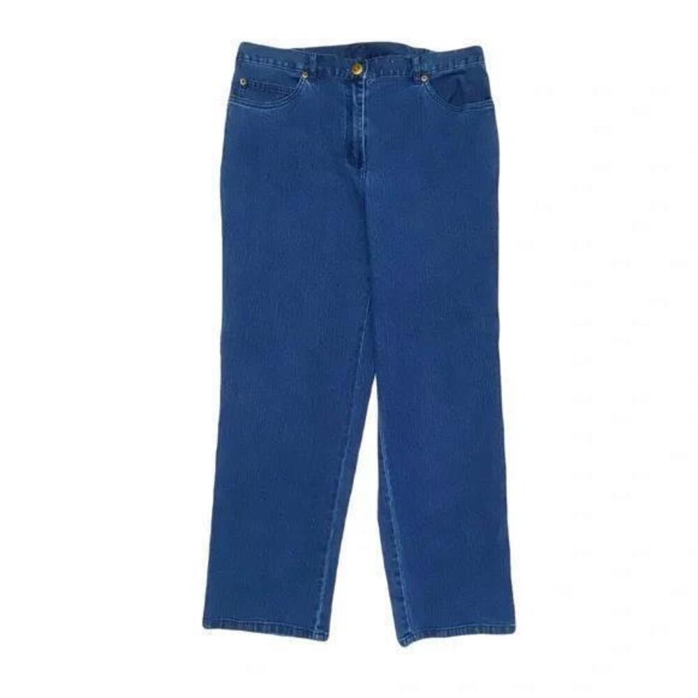 Ruby Rd Side Elastic Straight leg Women's size 10P Dark Blue Denim jeans